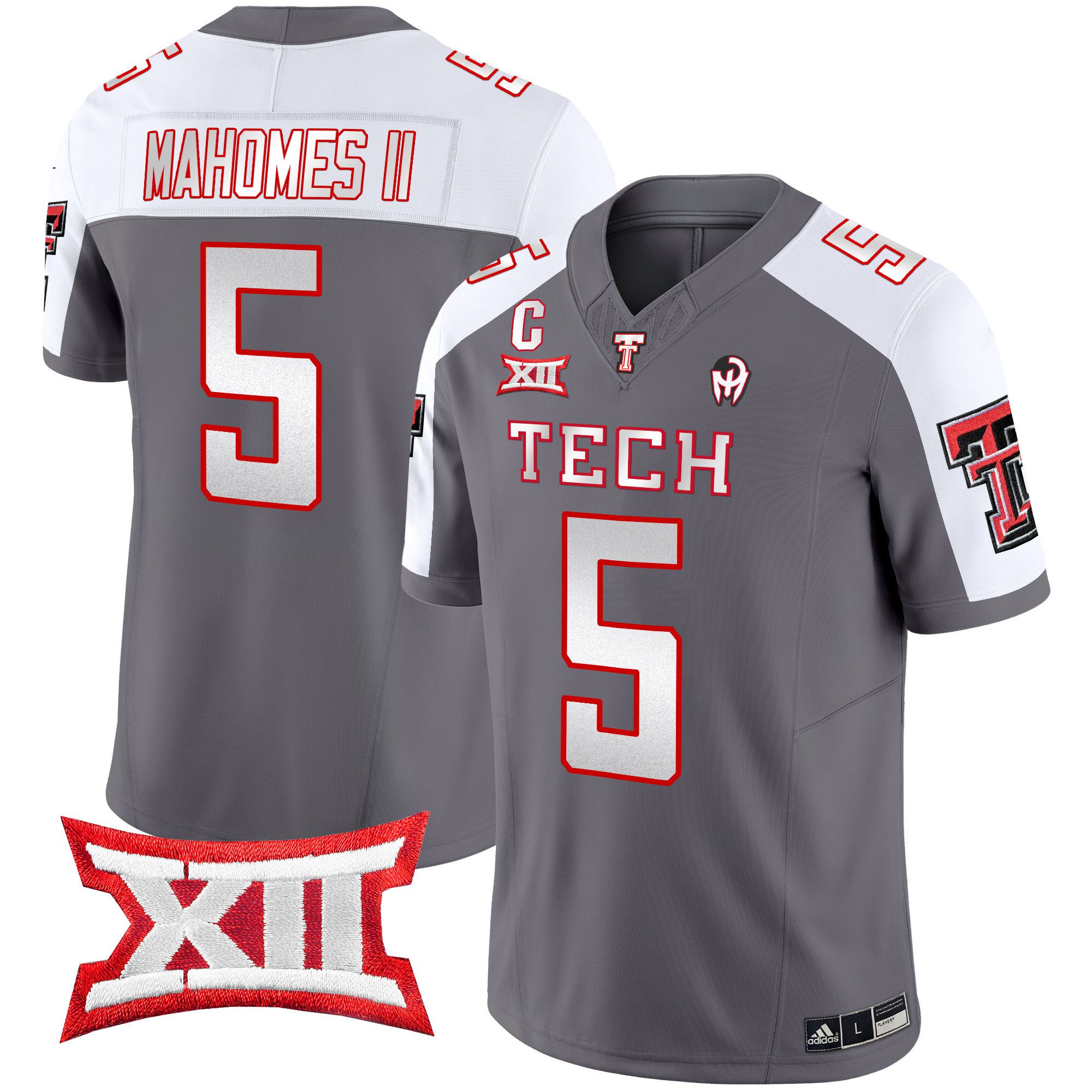 Men Texas Tech Red Raiders #5 Mahomes ii Grey 2024 Patrick Mahomes Symbol Vapor Limited NCAA Jersey style 1